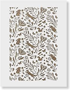 wall stencil Woodland Stencil, Whimsical Bathroom, Diy Woodland, Large Wall Stencil, Painting Tile Floors, Forest Pattern, Wallpaper Stencil, Stencil Painting On Walls, Tile Stencil