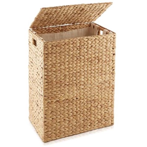 Casafield Large Laundry Hamper with Lid and Removable Liner Bag - Natural, Woven Water Hyacinth Rectangular Laundry Basket Sorter for Clothes and Towels Laundry Basket Sorter, Basket For Clothes, Woven Hamper, Large Laundry Hamper, Hamper With Lid, Toilet Stool, Laundry Hamper With Lid, Clothes Hamper, Hamper Basket