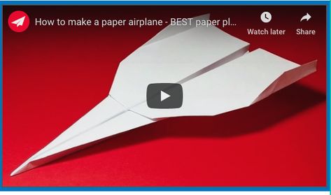 Learn how to make a super long distance flight paper airplane with this step by step video tutorial. #PaperAirPlane #KidsCrafts #PaperCrafts Paper Airplane Steps, Best Paper Plane, Origami Airplane, Paper Airplane Models, Make A Paper Airplane, Airplane Crafts, Paper Aircraft, Fly Paper, Paper Flower Decor