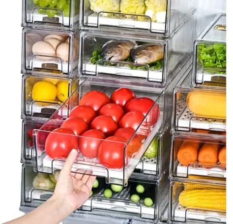 Organizer Fridge, Clear Fruit, Refrigerator Organizer, Coffee Pod Holder, Pantry Kitchen, Refrigerator Drawers, Fridge Storage, Refrigerator Organization, Fridge Organization