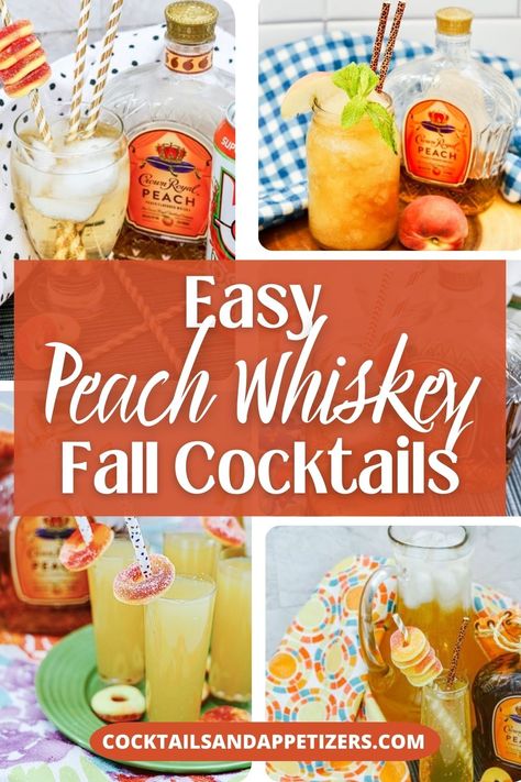 Peach Whisky drinks that are easy to make cocktails. Peach whiskey slush, peach shots. peach shooters and more favorite summer cocktail recipes with whiskey. Whiskey And Peach Cocktail, Simply Peach Cocktail, Peach Cider Cocktail, Peach Nectar Cocktail, Peach Shots, Peach Whiskey Cocktails, Peach Whiskey Drink, Whiskey Slush, Peach Tea Cocktail