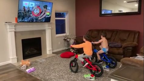 Diy Stationary Bike, Homemade Stationary, Stationary Bike Workout, Bike Hacks, Indoor Bike Trainer, Bike With Training Wheels, Indoor Bike Workouts, Toddler Bike, Kids Stationary