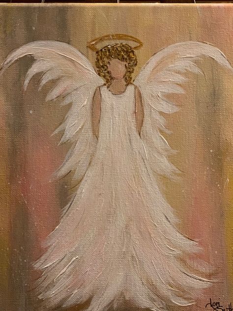 Diy Angel Painting, How To Paint An Angel, Painting Angels On Canvas, How To Paint Angel Wings, How To Paint Angels, Angel Painting Tutorial, Angle Paintings, Christmas Angels Painting, Angel Paintings On Canvas