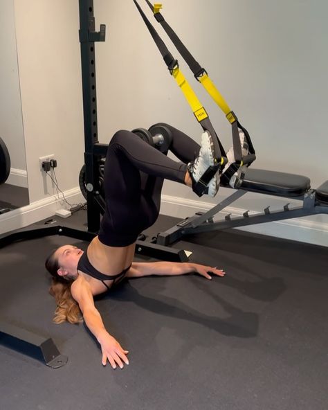 Georgia Legg | TRX INNER THIGHS & CORE NEED - TRX, Dumbbell - TRX suspended Glute bridge - TRX reverse hamstring curl - TRX combo Bridge + curl -... | Instagram Trx Squat, Hamstring Curl, Trx Workouts, Hamstring Curls, Trying New Things, Glute Bridge, Inner Thigh, Trx, Full Body