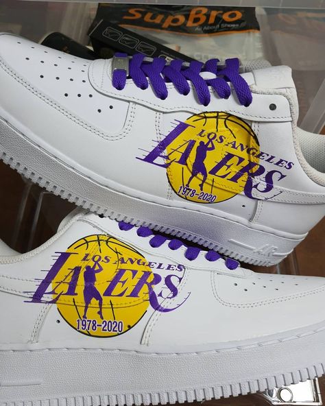 Lakers Air Force 1 Custom Check more at https://danielcustoms.com/product/lakers-air-force-1-custom-4/ Lakers Jacket, Lakers Logo, Custom Sneakers Diy, Custom Af1, Fly Shoes, Youthful Design, Best Basketball Shoes, Pretty Shoes Sneakers, Air Force 1 Custom