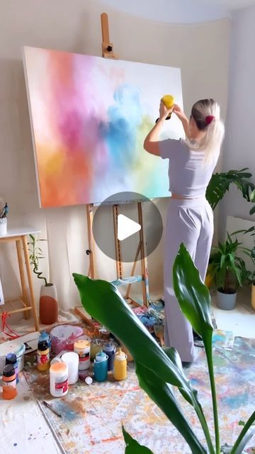 Blending Paint On Canvas, Multicolour Painting, Huge Canvas Painting Ideas, Blob Painting, Art Satisfying, Satisfying Art, Aura Energy, Abstract Art Painting Techniques, Sketchbook Ideas