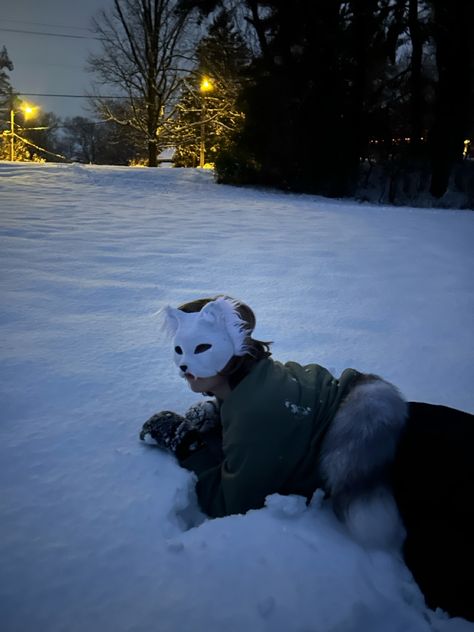 Arctic Wolf Therian, Christmas Therian Mask, Arctic Wolf Therian Mask, Arctic Fox Mask, Artic Fox Therian Mask, Therian Christmas, Arctic Fox Therian, Snow Leopard Tail, Coyote Therian