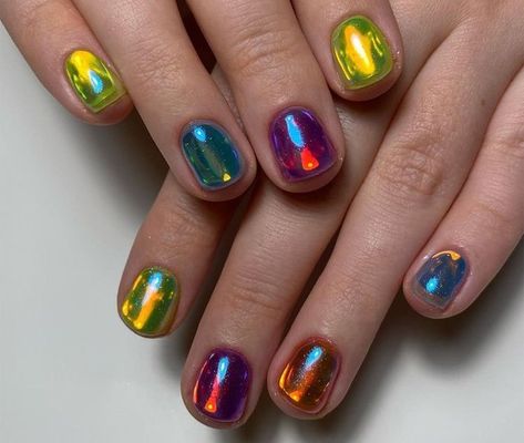 Simple Colourful Nails, Thermal Nails, Aurora Nails, Mens Nails, Makeup Nails Art, Nail Art Ideas, Manicure Y Pedicure, Dream Nails, Fire Nails