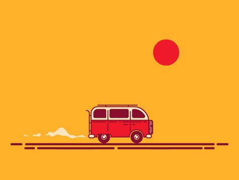 On The Road by Jorge Everton Road Animation, Road Trip Illustration, Road Illustration, Road Graphic, Motion Graphic Design, 2d Character Animation, Motion Art, Animiertes Gif, Learn Animation