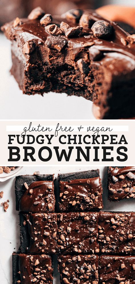 These chickpea brownies taste super rich and fudgy but are completely gluten free, vegan, and made with natural ingredients! So if you're craving brownies but want something a bit more light, these chickpea brownies are for you. PS - No, you cannot taste the chickpeas! #healthybrownies #chickpeabrownies #veganbrownies #glutenfreebrownies #butternutbakery | butternutbakeryblog.com Chick Pea Dessert, Chickpea Chocolate, Chickpea Cakes, Chickpea Brownies, Brownie Recipes Healthy, Healthy Brownies, Vegan Brownie, Gluten Free Brownies, Super Rich