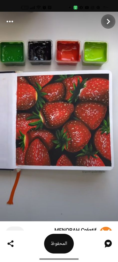 Strawberry Painting, Strawberry Drawing, Food Art Painting, Food Project, Watercolor Paintings Nature, Fruits Drawing, Beautiful Art Paintings, Food Painting, Gouache Art