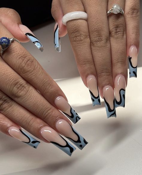 Square Nail Designs 2023, Grey Nails Short, Grey And Black Nails, Nails After Acrylics, Ballerina Nails Designs, Grey Nails, Square Nail, Sassy Nails, Square Nail Designs