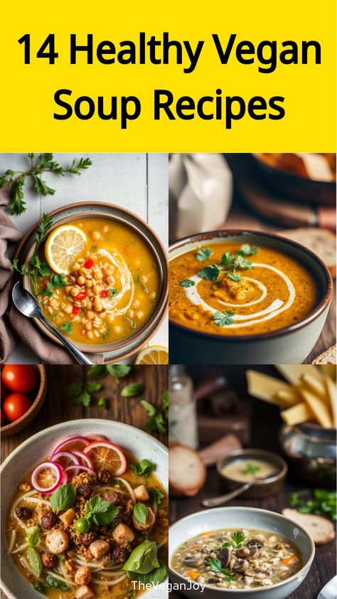 14 Healthy Vegan Soup Recipes Vegan Avgolemono Soup, Hardy Soup, Gut Healing Soup, Thanksgiving Soup Recipes, Healthy Vegan Soup, Protein Soup Recipes, Thanksgiving Soups, Vegan Corn Chowder, Protein Soups