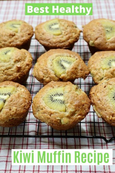 Looking for the best healthy breakfast Kiwi Muffins? Our quick & easy kiwifruit muffin recipe features oatmeal, yogurt and egg. The popular New Zealand recipe can be enjoyed at brunch, tea time or a dessert served with a scoop of ice cream. Kiwi Recipes Baking, Kiwi Muffins Recipes, Dessert With Kiwi, Recipes Using Kiwi, Healthy Kiwi Recipes, Yellow Kiwi Recipes, Kiwifruit Recipes, Recipes With Kiwi, Kiwi Oatmeal