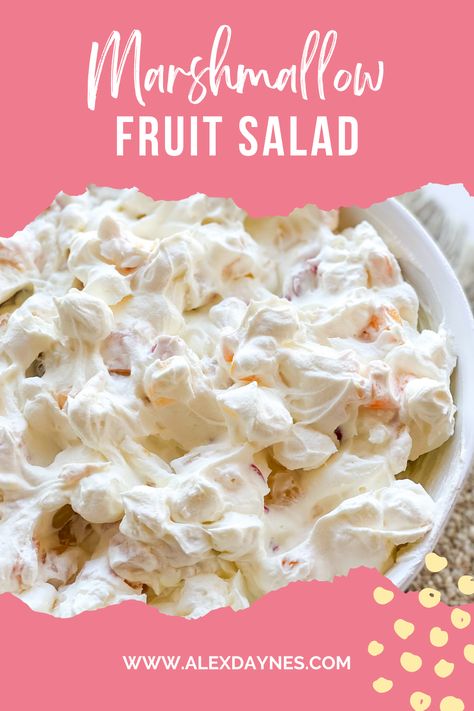 This marshmallow fruit salad is a dessert salad that takes less than 10 minutes to prepare! I’ve also heard this salad referred to as a fruit cocktail salad or a fruit fluff salad! Whatever you call it, I promise you will love it. The mini marshmallows make this the perfect salad for a holiday side dish. It only requires 3 ingredients too! Plus, bananas if you want to add those on top! I’ll leave that up to you! Let’s make it! Marshmellow Fruit Fluff Salad, Fruit Fluff Salad, Marshmallow Fruit Salad, Fruit Cocktail Salad, Fruit Fluff, Cocktail Salad, Marshmallow Salad, Dessert Salad Recipes, Fruit Salad With Marshmallows