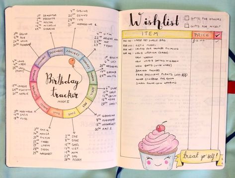 Bullet Journal Wish List, Bullet Journal Birthday Tracker, Birthday Bullet Journal, New Bullet Journal, Bullet Journal Titles, Bullet Journal Minimalist, Bullet Journal Monthly Spread, Birthday Tracker, Bullet Journal Set Up