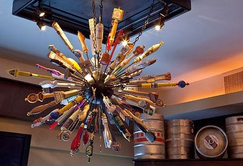 Chandelier of pulls Beer Tap Display, Beer Tap Handles Display, Tap Handle Display, Beer Chili, Cornish Game Hen, Bar Tap, Bourbon Bar, Craft Label, Pub Design