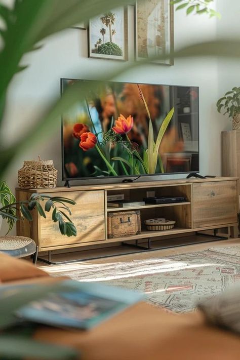 Boho TV Stand Ideas: Elevate Your Living Space Bohemian Tv Unit, Unique Tv Stand Ideas, Boho Tv Stand, Unique Tv Stands, Tv Stand Ideas, Tv Stand Decor Ideas, Vintage Tv Stand, Tv Stand Decor, Jungle Cruise