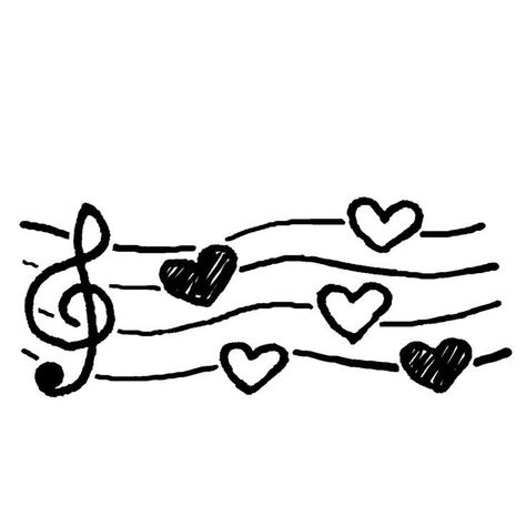 Aesthetic Heart Drawing, Doodle Widgets, Note Icon, Heart Doodles, Music Doodle, Music Png, Dibujo Simple, Drawn Heart, Music Heart