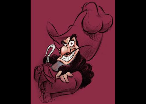 Hook Tattoo, Walt Disney Characters, Peter Pan And Tinkerbell, Dark Disney, Character Designer, Captain Hook, Disney Diy, Ink Sketch, Disney Dream