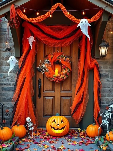 diy craft and home decoration ideas Door Decorations For Halloween, Door Decor Ideas, Halloween Door Decor, Decorations For Halloween, Whimsical Wreaths, Halloween Door Decorations, Halloween Door, Trick Or Treater, Halloween Spirit