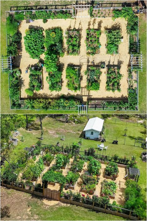 25 best vegetable garden design ideas & easy layout plans for beginners & pros to grow your own food in a front or backyard edible landscape. - A Piece of Rainbow, kitchen garden, vegetable gardening ideas, small space tips, grow your own food, herbs, homestead, homesteading, spring, summer, raised beds, trellis, greenhouse, DIY Raised Bed Garden Layout, Vegetable Garden Design Ideas, Slope Garden, Greenhouse Diy, Vege Garden, Mc Ideas, Garden Bed Layout, Edible Landscape, Rainbow Kitchen