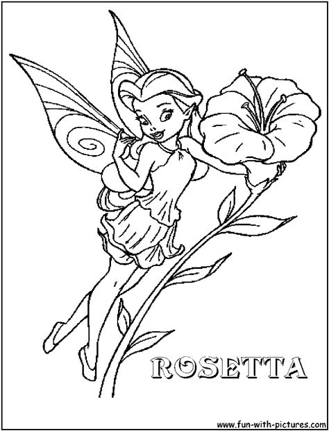 Disney Fairy Rosetta Coloring Page | disney-fairies Fairy Coloring, Coloring Page, Coloring Pages, Flowers, Colouring Pages