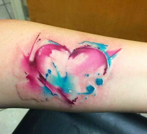 Heart Arm Watercolor Tattoo Ideas - MyBodiArt.com Watercolor Heart Tattoos, Heart Tattoo Ideas, Love Heart Tattoo, Compass Tattoo Design, Semicolon Tattoo, Heart Tattoo Designs, Lace Tattoo, Watercolor Heart, Snake Tattoo