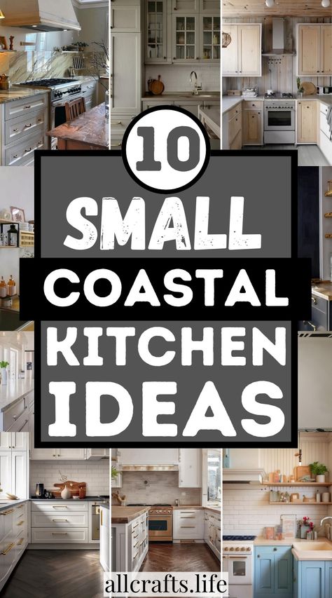 Small Coastal Kitchen Small Beach Kitchen Remodel, Coastal Country Kitchen Ideas, Small Coastal Kitchen With Island, Coastal Condo Kitchen, Small Coastal Kitchens, Coastal Small Kitchen Ideas, Small Beach Kitchen Ideas, Coastal Kitchens 2024 Trends, Beach Theme Kitchen Ideas Coastal Style