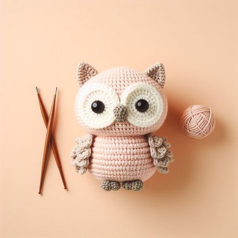 Crochet Owl Pattern Free, Owl Amigurumi Free Pattern, Owl Crochet Pattern Free, Owl Toy, Owl Crochet Patterns, Micro Crochet, Crochet Pink, Easy Crochet Stitches, Crochet Owl