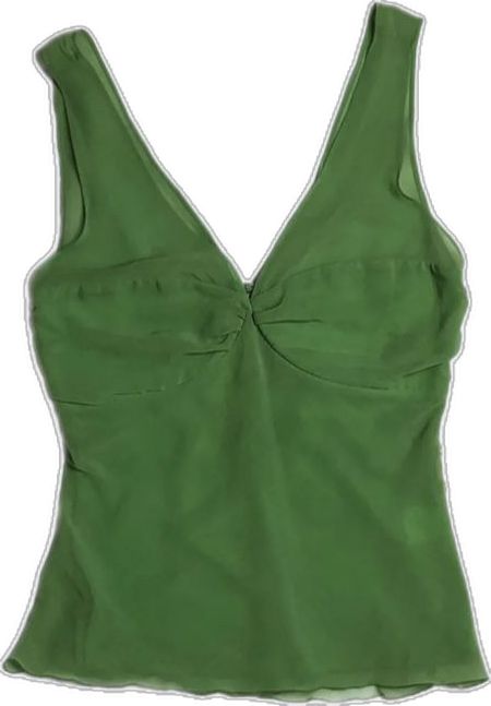 Top Png, 70s Tops, Denim Outfits, 2000s Outfits, Tank Top Outfits, 2000s Fashion Outfits, Green Tank Top, Green Tank, Small Details