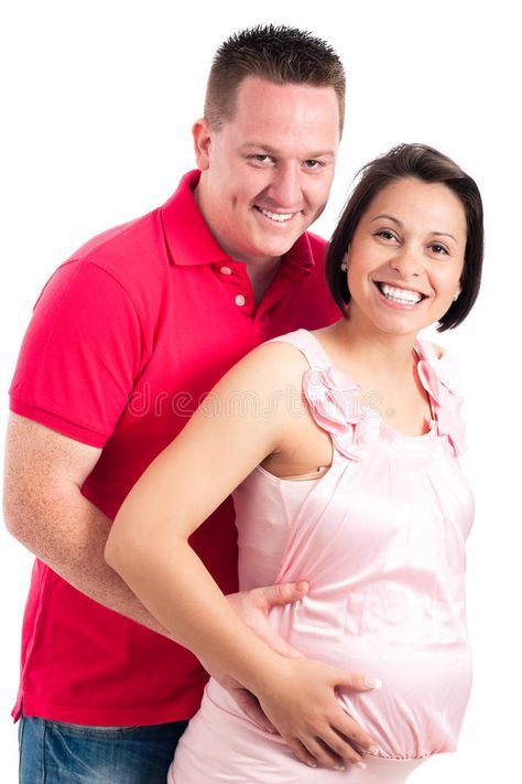 Happy pregnant couple. Happy pregnant woman with her husband in pink clothes, is , #Ad, #woman, #husband, #couple, #Happy, #pregnant #ad Pregnant Woman And Husband, Pregnancy With Husband, Planning Pregnancy, Pink Clothes, Pregnant Couple, Pregnant Woman, Pink Outfits, Pregnant Women, White Background