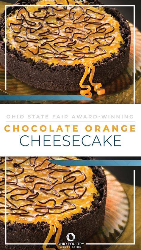 Award Winning Chocolate Desserts, State Fair Winning Recipes, Unusual Cheesecake Recipes, Orange Chocolate Cheesecake, Award Winning Cheesecake, Cheesecake Slices, Award Winning Desserts, Orange Cheesecake Recipes, Ohio Recipes