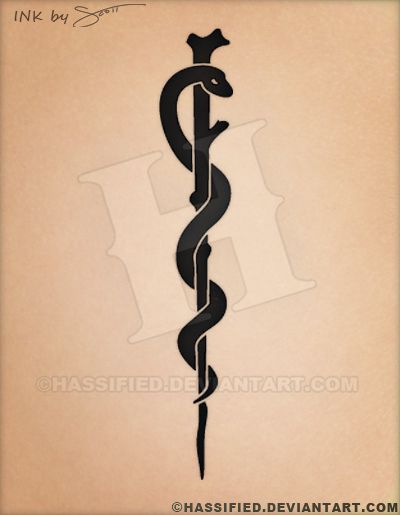 Medico Tattoos, Rod Of Asclepius Tattoo, Asclepius Tattoo, Kundalini Tattoo, Caduceus Tattoo, Rod Of Asclepius, Medical Tattoo, Tattoos To Cover Scars, Occult Tattoo