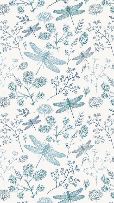 Dragonfly Iphone Wallpaper, Repeating Pattern Wallpaper, Botanical Wallpaper Iphone, Botanical Pattern Illustration, Blue Wallpaper Backgrounds, Blue Pattern Wallpaper, Botanic Wallpaper, Blue China Patterns, Navy Blue Wallpaper