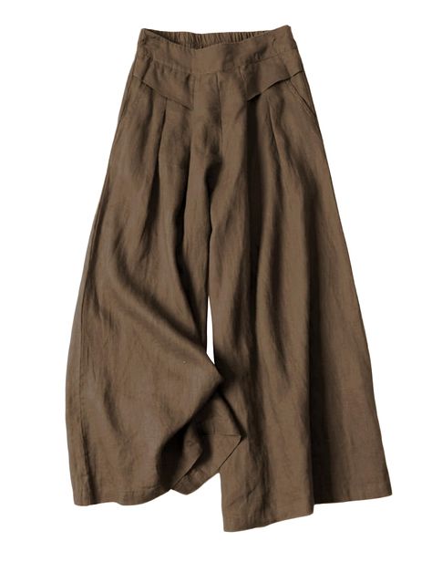 PRICES MAY VARY. Wide leg capris cotton linen pants, the material is soft and comfortable, with a wide leg design that is more breezy and cool Flattering pants with deep, functional pockets, back elastic and flat waistband, pull-on fit, and they aren't tight or restrictive anywhere These pants have a heavy drape and flow beautifully like a midi skirt, while keeping inner thighs covered for the added feeling of security pants provide These culottes pants are good for work or just to throw on to r Linen Pants For Women, Linen Culottes, Summer Linen Pants, Culottes Pants, Flattering Pants, Palazzo Trousers, Cotton Linen Pants, Cropped Linen Pants, Cropped Wide Leg Pants