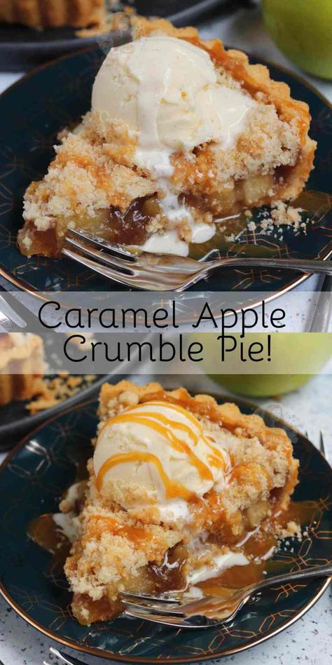 Caramel Apple Crisp Pie, Dessert List, Apple Crisp Pie, Caramel Apple Crumble, Toffee Apples, Mouthwatering Desserts, Caramel Apple Crisp, Apple Crumble Pie, Janes Patisserie