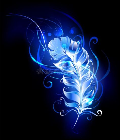 Feather of Blue Fire on Black Background Stock Vector - Illustration of lightness, fantasy: 126997481 Blue Flame, Blue Feather, Blue Fire, Black Background, Phoenix, Make Up, Blue, Black