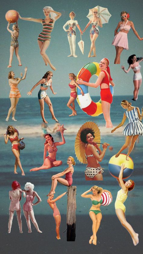 the 60s beach scene #beach #swimwear #1960s #beachball 60s Beach Fashion, 60s Beach Aesthetic, 60s Beach, 50s Beach, Rainy Beach, Vintage Sunnies, Beach Swimwear, Beach Scene, Welcome To The Party