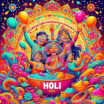 beautiful-illustration-holi-festival Holi Illustration, The Golden Hour, Holi Festival, Beautiful Illustration, Golden Hour, The Golden, Festival, Design