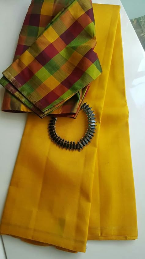 Checked design blouse Cotton Checks Blouse Designs, Silk Checks Blouse Designs, Check Saree Blouse Designs, Check Blouse Designs, Checks Blouse Designs For Saree, Checks Blouse Designs, Checked Blouse Designs, Checked Saree, Cotton Saree Blouse Designs