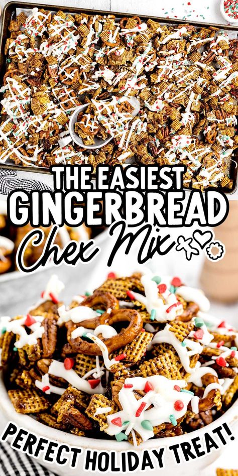 Gingerbread Chex Mix Thanksgiving Chex Mix Recipes, Xmas Snacks, Chex Party Mix Recipe, Chex Mix Recipes Sweet, Chex Mix Recipes Original, Sweet Chex Mix, Sweet Chex, Chex Mix Christmas, Check Mix