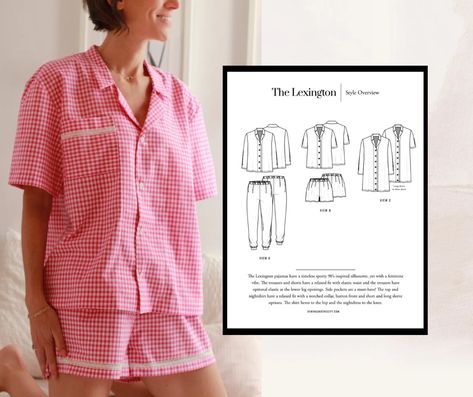 Pajama Sewing Pattern PDF the Lexington Pajama Set Pattern - Etsy Australia Pajama Set Pattern, Pajama Sewing Pattern, Pajama Pattern, Top Sewing Pattern, Set Patterns, Diy Sewing Clothes, Lower Leg, Pajama Bottoms, Pajama Shirt