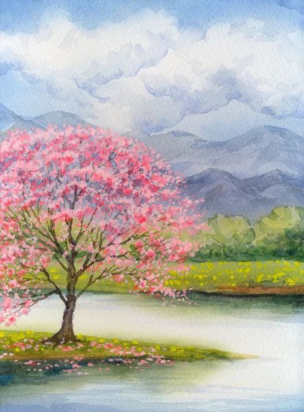 Anime Scenery Drawing, Scenery Drawing Watercolor, Beautiful Scenery Drawing, Watercolor Easy, Scenery Drawing For Kids, Landscape Steps, Watercolor Scenery, Beautiful Landscaping, Scenery Drawing