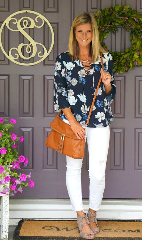 SH: I dislike the sleeves and lace-up neck, but like the pattern and the pairing with the bag and jeans. Living In Yellow: Stitch Fix Reveal #49 // Bright, Bold and ALL Keepers + $100 Giveaway! Stretchable Blouse, Living In Yellow, Perfect Summer Outfit, Stitch Fix Outfits, Stitch Fix Stylist, Yellow Fashion, Mom Outfits, Spring Summer Outfits, Stitch Fix