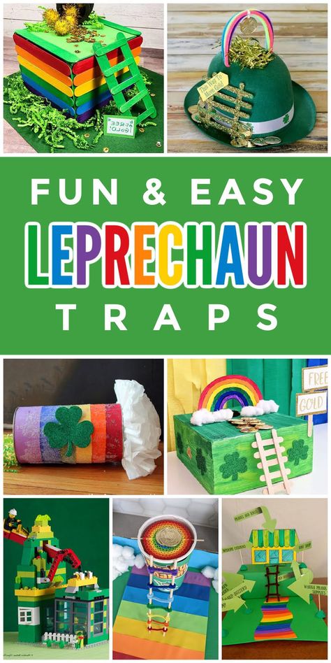 If you're looking for fun and easy leprechaun trap ideas for kids to make at school or at home with their parents, these DIY leprechaun trap project are simple and use cheap or recyclable materials. Some of these leprechaun trap ideas come with free printable templates. Upcycle those old cardboard boxes paper rolls, tin cans, coffee containers and turn them into fun, creative and unique leprechaun traps. Lego leprechaun trap. Leprechaun Trap Ideas, Diy Leprechaun, Leprechaun Trap Project, Leprechaun Tricks, St Patricks Crafts, St Patricks Day Crafts For Kids, Leprechaun Trap, St Patrick Day Activities, St Patrick's Day Crafts