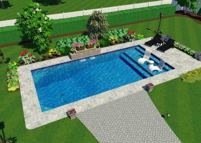 20 X 40 Inground Pool, Inground Pool Landscaping Rectangle, 14x28 Inground Pool Rectangle, 16x36 Inground Pool, Square Pools Backyard Inground, Inground Pool Ideas Rectangular, Square Swimming Pool Designs, Inground Liner Pool Ideas, Inground Pool Concrete Ideas