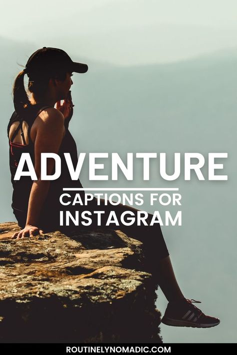 Person sitting on cliff with words Adventure Captions for Instagram Adventure Captions For Instagram, Adventure With Friends Quotes, Adventurous Quotes, Funny Adventure Quotes, Adventure Captions, Best Friend Captions, Friends Adventures, Caption For Friends, Travel Quotes Adventure