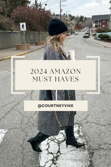 Woman walking across street in coat, black boots and black hat holding coffee. Finds On Amazon, Amazon Fashion Finds, Mom Needs, Amazon Must Haves, Trends For 2024, Stylish Wardrobe, Cozy Loungewear, Fashion Hub, Best Amazon