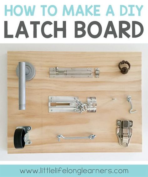 DIY Latch Board for Toddlers and Babies | Fine motor skills | DIY toys for toddlers Diy Toddler Toys, Diy Montessori Toys, Diy Sensory Board, Latch Board, Montessori Diy, Best Educational Toys, Baby Toys Diy, Trendy Toys, Educational Toys For Toddlers